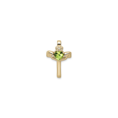 Peridot Claddagh Cross Pendant (14K) front - Lucky Diamond - New York
