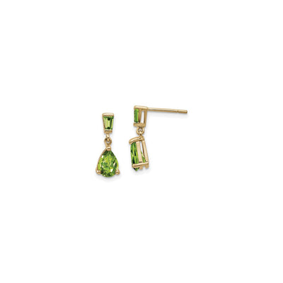 Peridot Teardrop Golden Dangle Earrings (14K) main - Lucky Diamond - New York