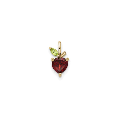 Peridot and Garnet Apple Pendant (14K) front - Lucky Diamond - New York