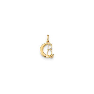Petite Cat over the Moon Charm (14K) front - Lucky Diamond - New York