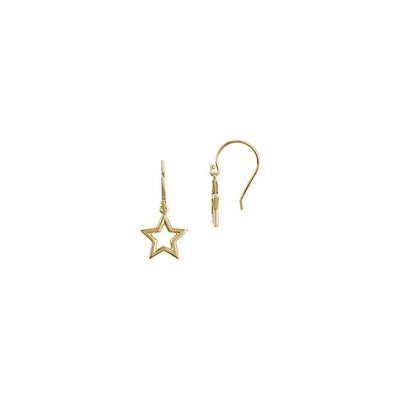Petite Star Outline Dangle Earrings (14K) Lucky Diamond - New York
