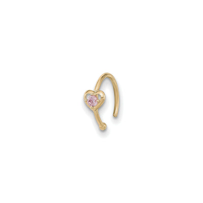 Pink CZ Heart Hoop Nose Ring (14K) main - Lucky Diamond - New York