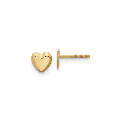 Plain Heart Dome Screw Back Stud Earrings (14K) main - Lucky Diamond - New York