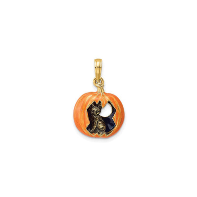 Pumpkin with Cat and Moon Charm (14K) front - Lucky Diamond - New York
