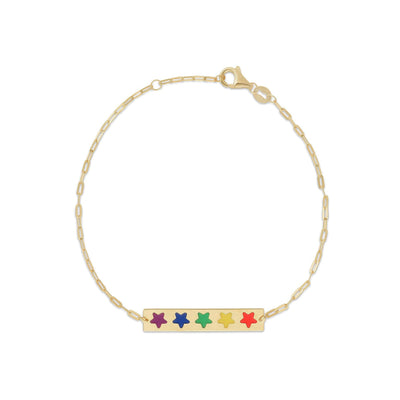 Rainbow Stars Enamel Bar Bracelet (14K) main - Lucky Diamond - New York