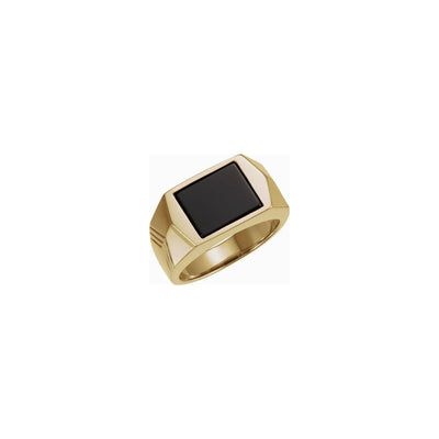 Rectangle Onyx Bezel-Set Signet Ring (14K) main - Lucky Diamond - New York