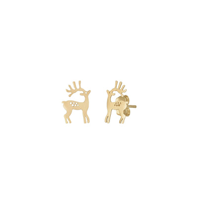 Reindeer Stud Earrings (14K) front - Lucky Diamond - New York