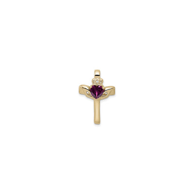 Rhodolite Garnet Claddagh Cross Pendant (14K) front - Lucky Diamond - New York