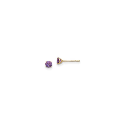 Round Amethyst Stud Earrings (14K) main - Lucky Diamond - New York