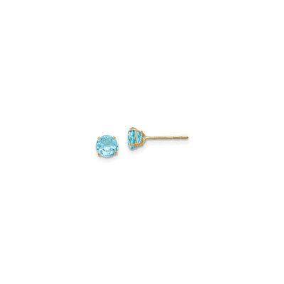 Round Blue Topaz Stud Earrings (14K) main - Lucky Diamond - New York
