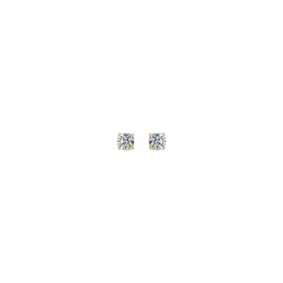 Round Diamond Solitaire (1/2 CTW) Friction Back Stud Earrings yellow (14K) front - Lucky Diamond - New York