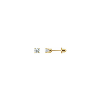 Round Diamond Solitaire Stud Screw Back Earrings (14K) main - Lucky Diamond - New York