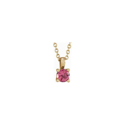 Round Pink Spinel Solitaire Necklace (14K) front - Lucky Diamond - New York