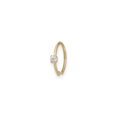 Round White CZ Hoop Nose Ring Piercing (14K) main - Lucky Diamond - New York