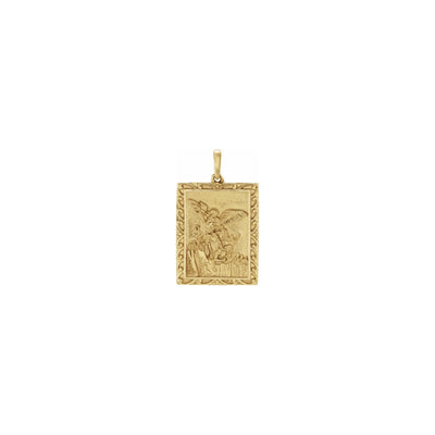Saint Michael Adorned Rectangular Medal yellow (14K) front - Lucky Diamond - New York