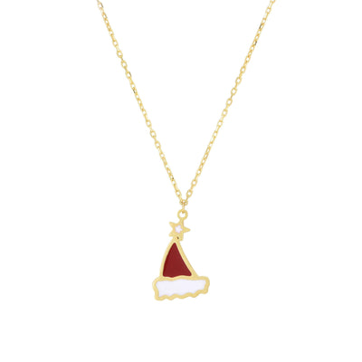 Santa Hat Necklace (14K) front - Lucky Diamond - New York