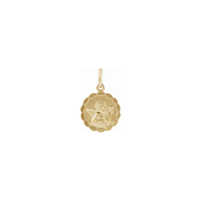Scalloped Marquise Frame Cherub Medal Pendant (14K) front - Lucky Diamond - New York