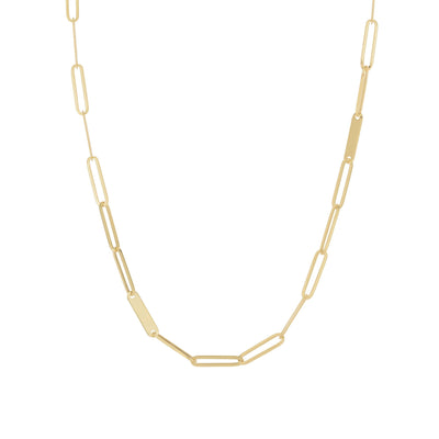 Scattered Bar Paperclip Necklace (14K) main - Lucky Diamond - New York