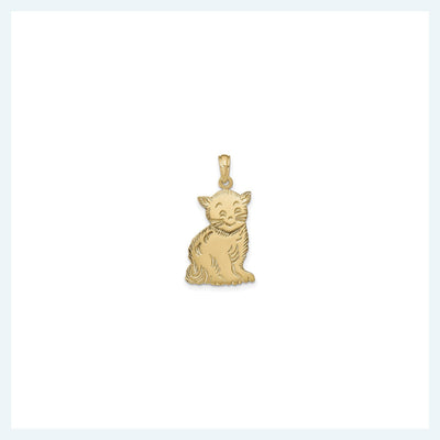Smiley Sitting Cat Pendant (14K) front - Lucky Diamond - New York
