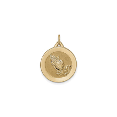 Solid Praying Hands Disc Pendant (14K) front - Lucky Diamond - New York
