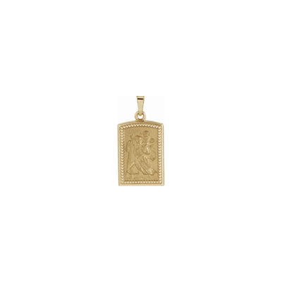 St Christopher Beaded Rectangular Pendant (14K) front - Lucky Diamond - New York
