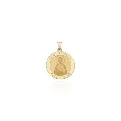 St. Nicholas Round Medal Pendant (14K) Lucky Diamond - New York