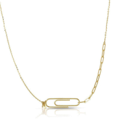 Stationed Paperclip Necklace (14K) main - Lucky Diamond - New York