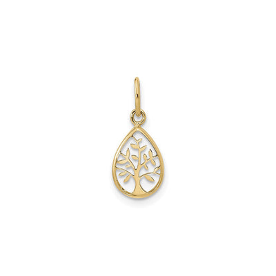 Tree of Life Teardrop Frame Pendant (14K) front - Lucky Diamond - New York
