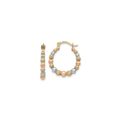 Tricolor Beaded Creole Hoop Earrings (14K) main - Lucky Diamond - New York