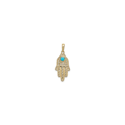 Turquoise Filigree Chamseh Pendant (14K) front - Lucky Diamond - New York
