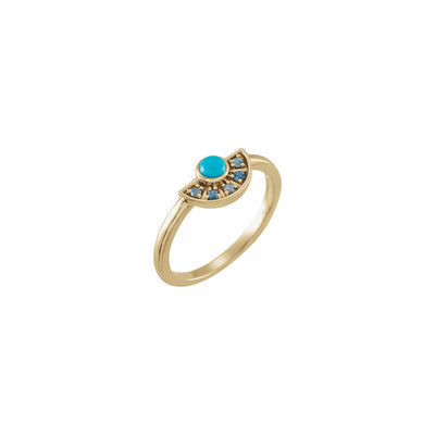 Turquoise and Aquamarine Fan Ring yellow (14K) main - Lucky Diamond - New York