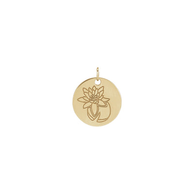 Waterlily July Birth Flower Pendant (14K) front - Lucky Diamond - New York