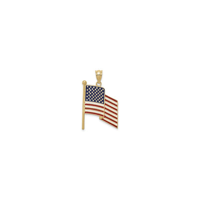 Waving American Flag Enamel Pendant (14K) front - Lucky Diamond - New York