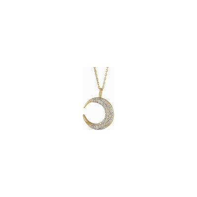 White Diamond Crescent Moon Necklace (14K) front - Lucky Diamond - New York