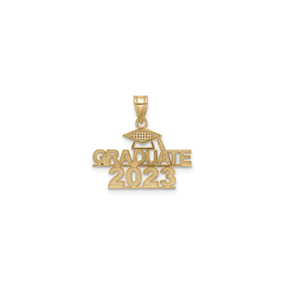 Year 2023 Graduate Cap Pendant (14K) front - Lucky Diamond - New York