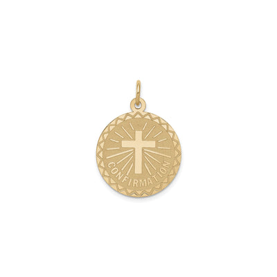 Zigzag Patterned Engravable Confirmation Medal (14K) front - Lucky Diamond - New York