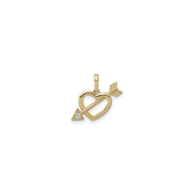 Zirconia Arrow Struck Heart Pendant (14K) front - Lucky Diamond - New York