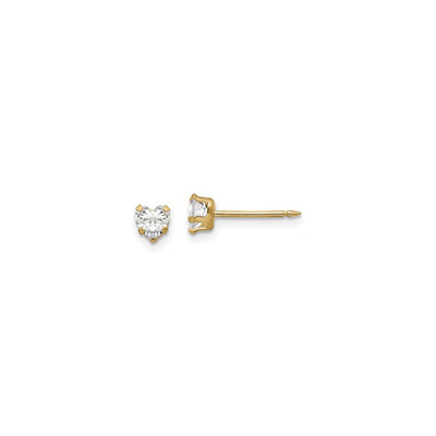 Zirconia Heart Solitaire Stud Earrings (14K) main - Lucky Diamond - New York