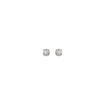 Round Diamond Solitaire (3/4 CTW) Friction Back Stud Earrings rose (14K) front - Lucky Diamond - New York