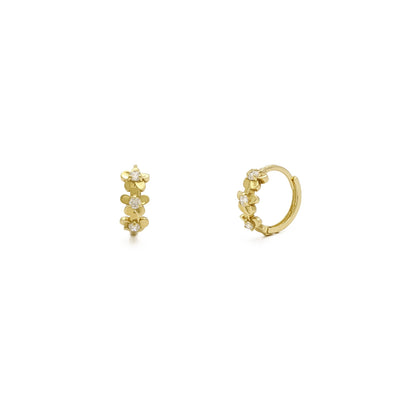 Triple Floret Huggie Earrings (14K) main - Lucky Diamond - New York
