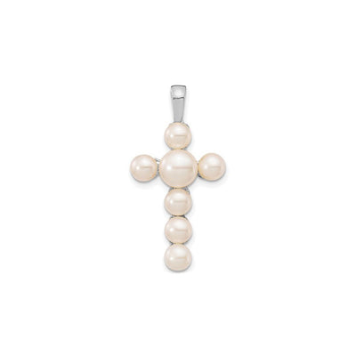 Freshwater Pearl Cross Pendant (14K) front - Lucky Diamond - New York