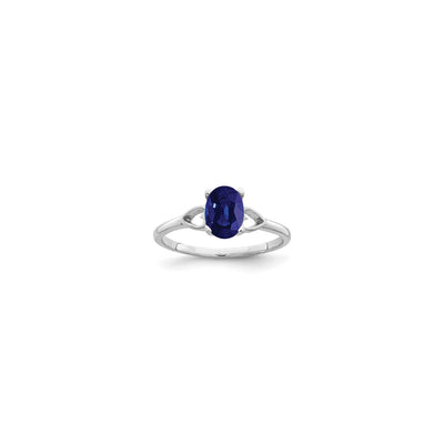 Oval Blue Sapphire Heart Accent Ring (14K) main - Lucky Diamond - New York