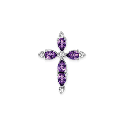 Pear-Cut Amethyst and Diamond Cross Pendant (14K) main - Lucky Diamond - New York