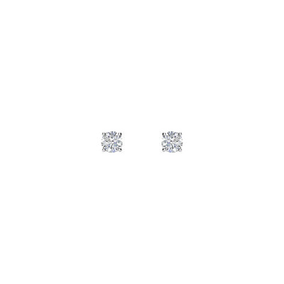 Round Diamond Solitaire (1 CTW) Friction Back Stud Earrings white (14K) - front - Lucky Diamond - New York