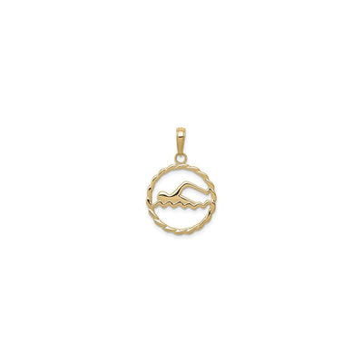 Swimmer Figure Round Pendant (14K) front - Lucky Diamond - New York