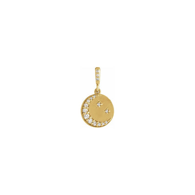 Diamond Crescent Moon and Stars Disc Pendant yellow (14K) front - Lucky Diamond - New York