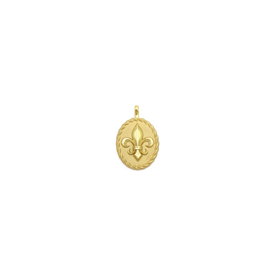 Fleur De Lis Braided Rope Oval Medal Pendant (18K) front - Lucky Diamond - New York