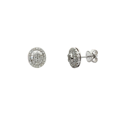 Diamond Cluster Oval Stud Earrings (14K) Lucky Diamond New York