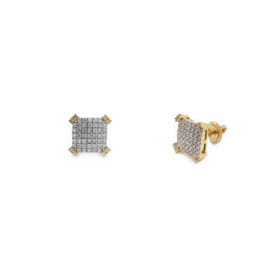 Diamond Iced-Out Square 4-Prong Stud Earrings (14K) Lucky Diamond New York