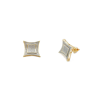 Diamond Icy Concave Panel Stud Earrings (14K) Lucky Diamond New York
